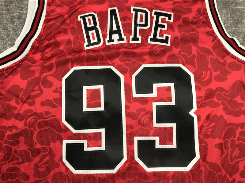 Men's Chicago Bulls Bape #93 Red 1997-98 Hardwood Classics Authentic Jersey