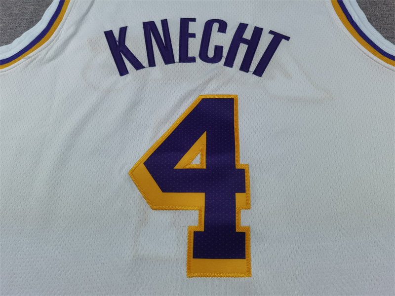 Men's Los Angeles Lakers Dalton Knecht #4 White Swingman Jersey - Association Edition