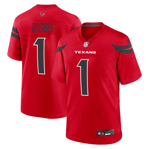 Men's Houston Texans Stefon Diggs #1 Red Alternate Game Jersey