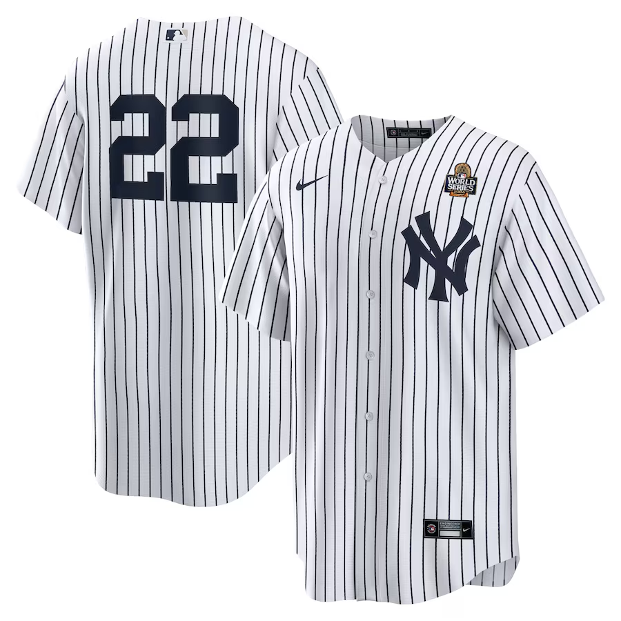 Men's New York Yankees Juan Soto #22 White 2024 World Series Home Replica Player Jersey