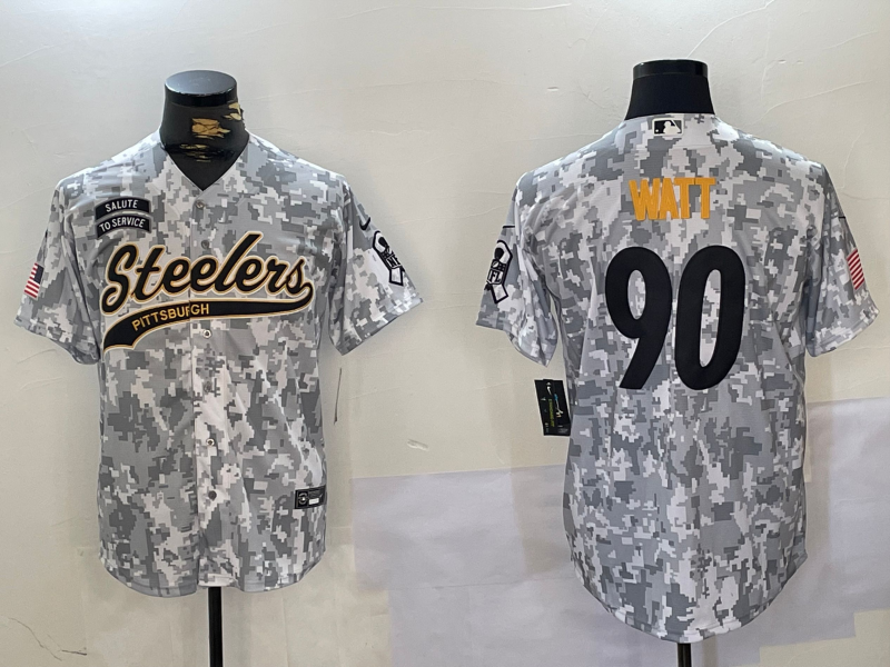 Men's Pittsburgh Steelers T.J. Watt #90 Arctic Camo Salute to Service Limited Jersey