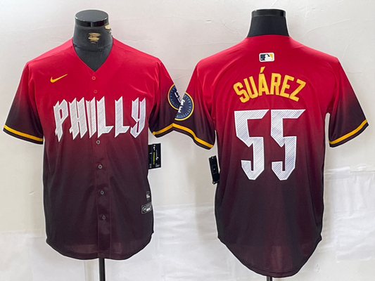 Men's Philadelphia Phillies Ranger Suarez #55 Red 2024 City Connect Limited Player Jersey