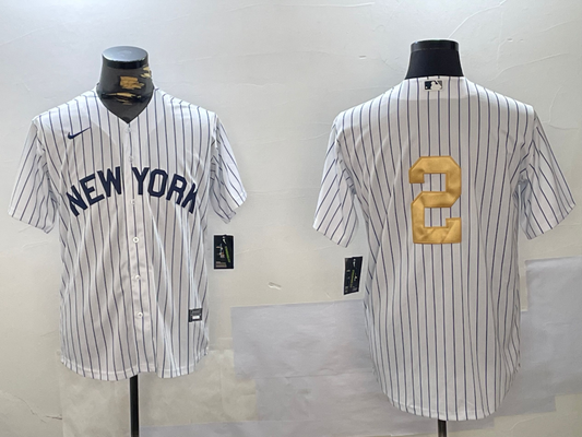 Men's New York Yankees Derek Jeter #2 White Game Player Jersey