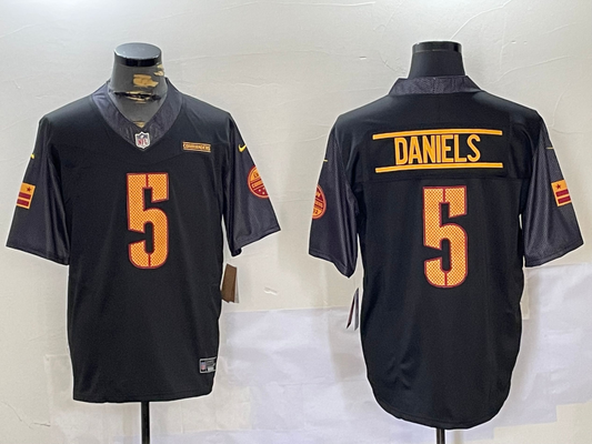 Men's Washington Commanders Jayden Daniels #5 Black Alternate Game Player Jersey