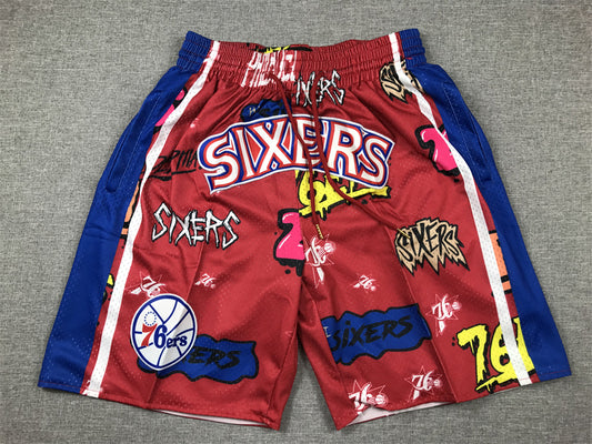 Men's Philadelphia 76ers Red Graffiti Edition Pocket Shorts