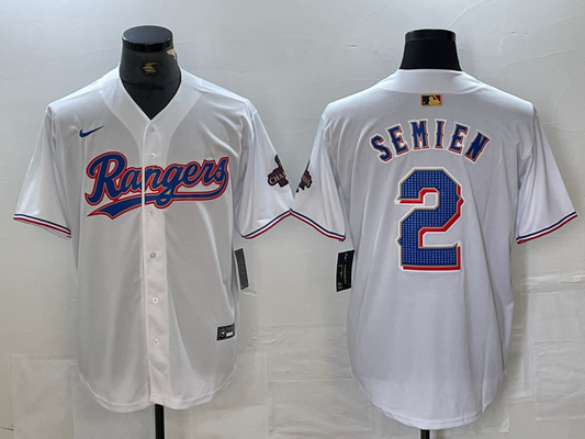 Men's Texas Rangers Marcus Semien #2 White 2024 Gold Collection Limited Player Jersey