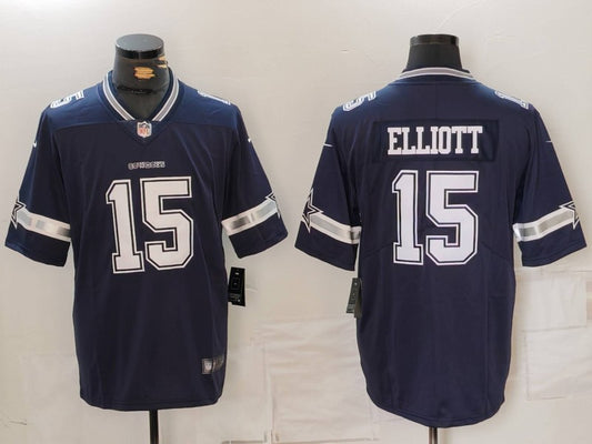 Men's Dallas Cowboys Ezekiel Elliott #15 Navy Game Jersey