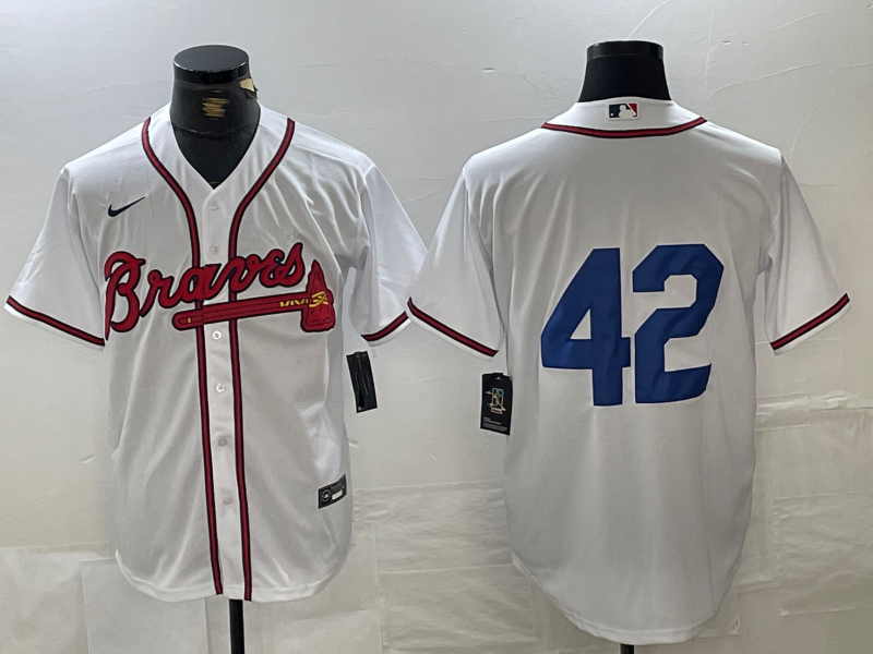 Men's Atlanta Braves #42 White 2024 Jackie Robinson Day Home Limited Jersey