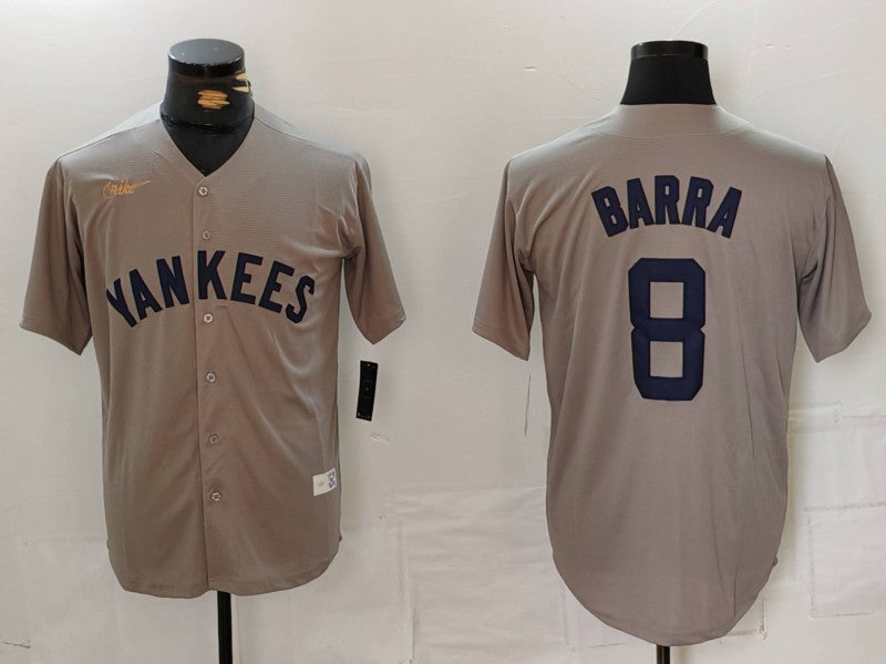 Men's New York Yankees Yogi Berra #8 Gray Road Cooperstown Collection Player Jersey