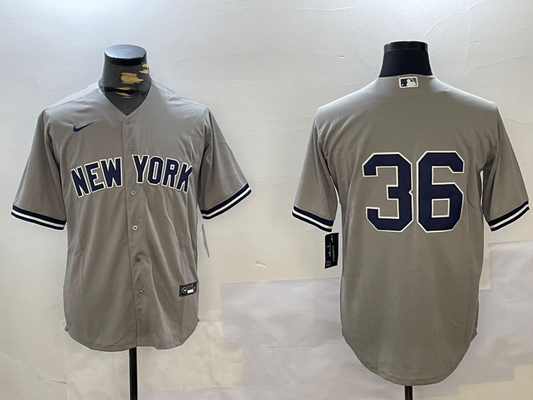 Men's New York Yankees Clarke Schmidt #36 Gray Replica Player Jersey