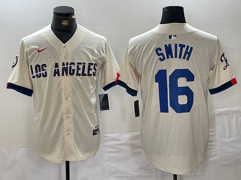 Men's Los Angeles Dodgers Will Smith #16 Cream 2024 City Connect Limited Player Jersey