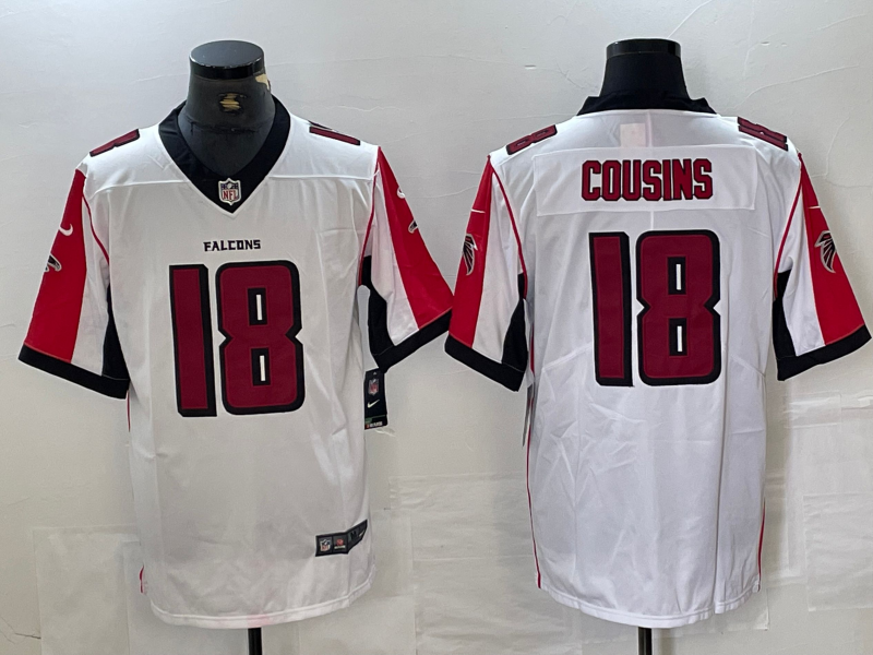 Men's Atlanta Falcons Kirk Cousins #18 White Game Jersey