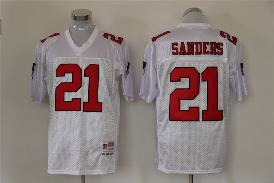 Men's Atlanta Falcons Deion Sanders Mitchell & Ness White Legacy Replica Jersey