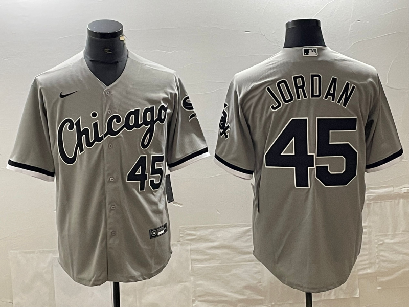 Men's Chicago White Sox Michael Jordan #45 Gray Replica Game Jersey