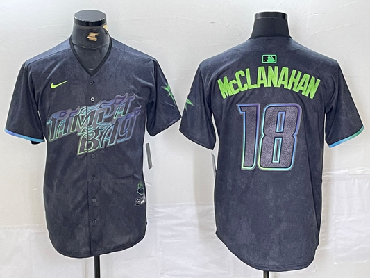 Men's Tampa Bay Rays Shane McClanahan #18 Charcoal 2024 City Connect Limited Player Jersey