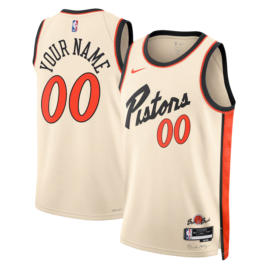 Men's Detroit Pistons Cream 2024/25 Custom Swingman Jersey - City Edition