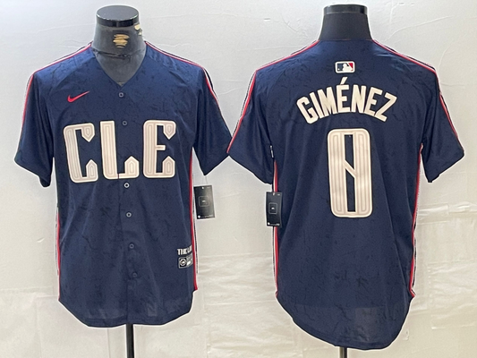 Men's Cleveland Guardians Andres Gimenez #0 Navy 2024 City Connect Limited Jersey