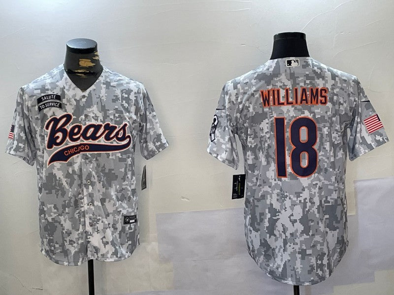 Men's Chicago Bears Caleb Williams #18 Arctic Camo 2024 Salute to Service Player Jersey