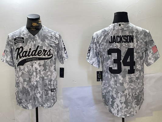 Men's Las Vegas Raiders Bo Jackson #34 Arctic Camo 2024 Salute to Service Player Jersey