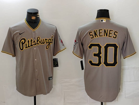 Men's Pittsburgh Pirates Paul Skenes #30 Gray Replica Player Jersey