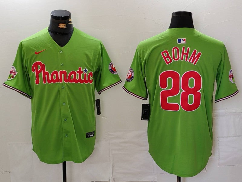 Men's Philadelphia Phillies Alec Bohm #28 Green Limited Player Jersey