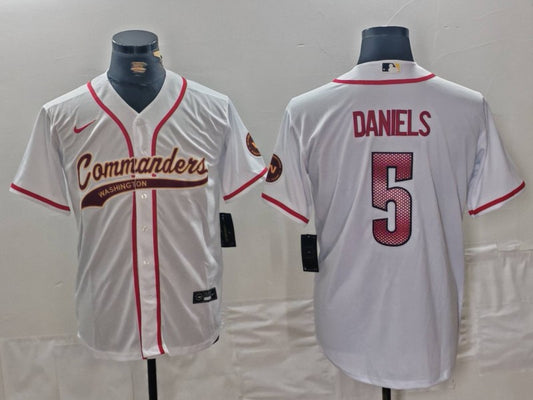 Men's Washington Commanders Jayden Daniels #5 White Game Jersey