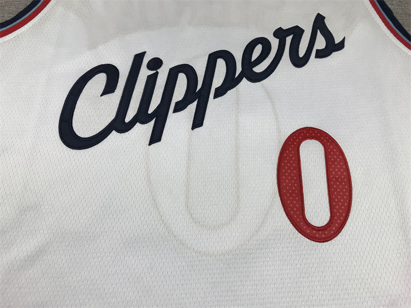 Men's LA Clippers Russell Westbrook #0 White Swingman Jersey