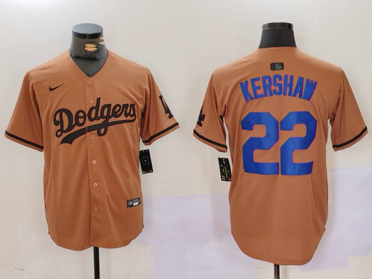 Men's Los Angeles Dodgers Clayton Kershaw #22 Brown Game Player Jersey