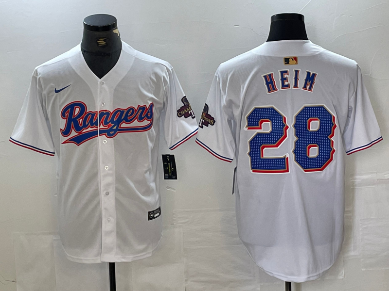 Men's Texas Rangers Jonah Heim #28 White 2024 Gold Collection Limited Player Jersey