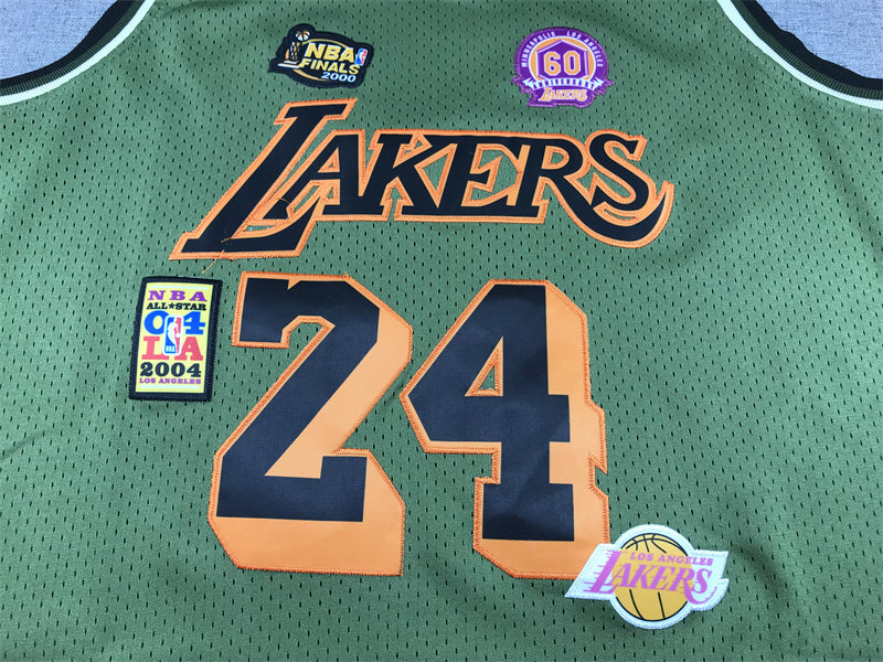 Men's Los Angeles Lakers Kobe Bryant #24 Army Green 1996-97 Hardwood Classics Swingman Jersey