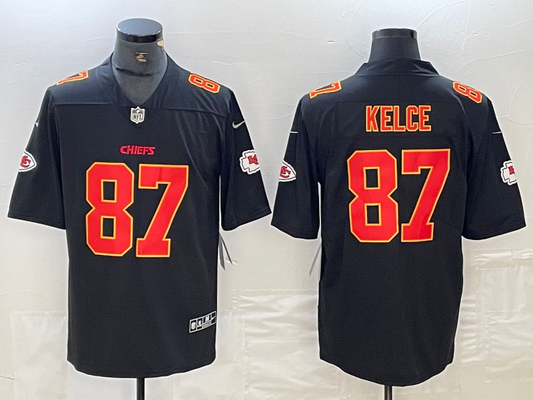 Men's Kansas City Chiefs Travis Kelce #87 Black Fashion Game Jersey