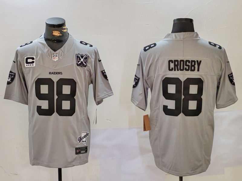 Men's Las Vegas Raiders Maxx Crosby #98 Gray 2024 Vapor Limited Jersey