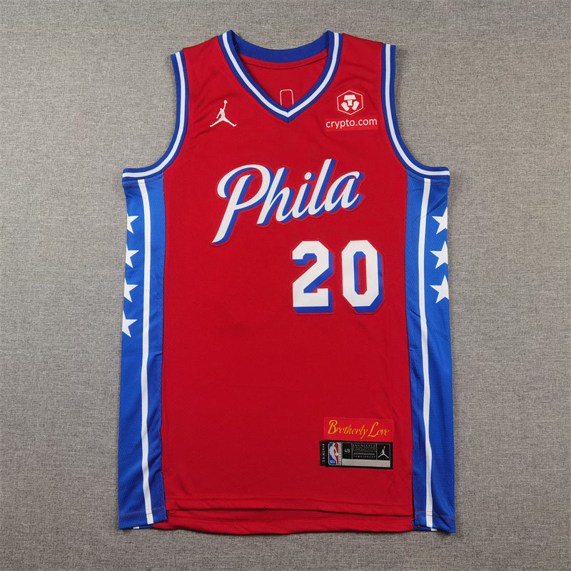 Men's Philadelphia 76ers Jared McCain #20 Red Swingman Jersey - Statement Edition