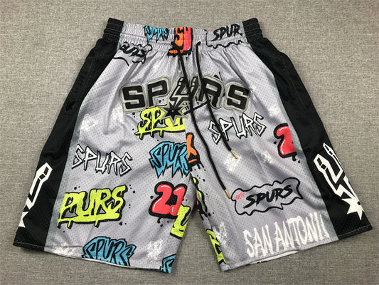 Men's San Antonio Spurs Gray Graffiti Edition Pocket Shorts