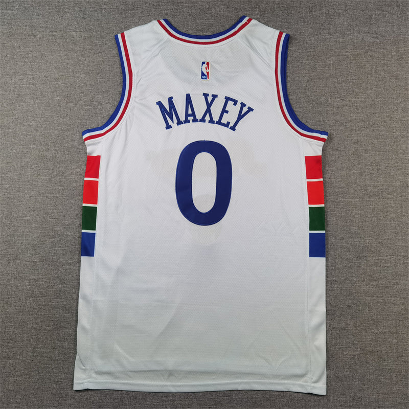 Men's Philadelphia 76ers Tyrese Maxey #0 White 2024/25 Swingman Player Jersey - City Edition