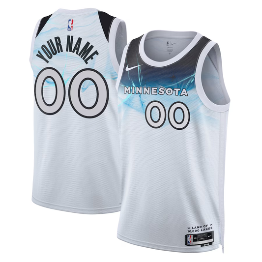 Men's Minnesota Timberwolves White 2024/25 Custom Swingman Jersey - City Edition