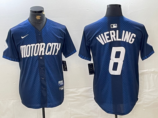 Men's Detroit Tigers Matt Vierling #8 Navy 2024 City Connect Limited Jersey