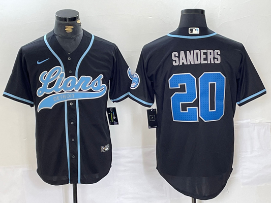 Men's Detroit Lions Barry Sanders #20 Black Player Game Jersey