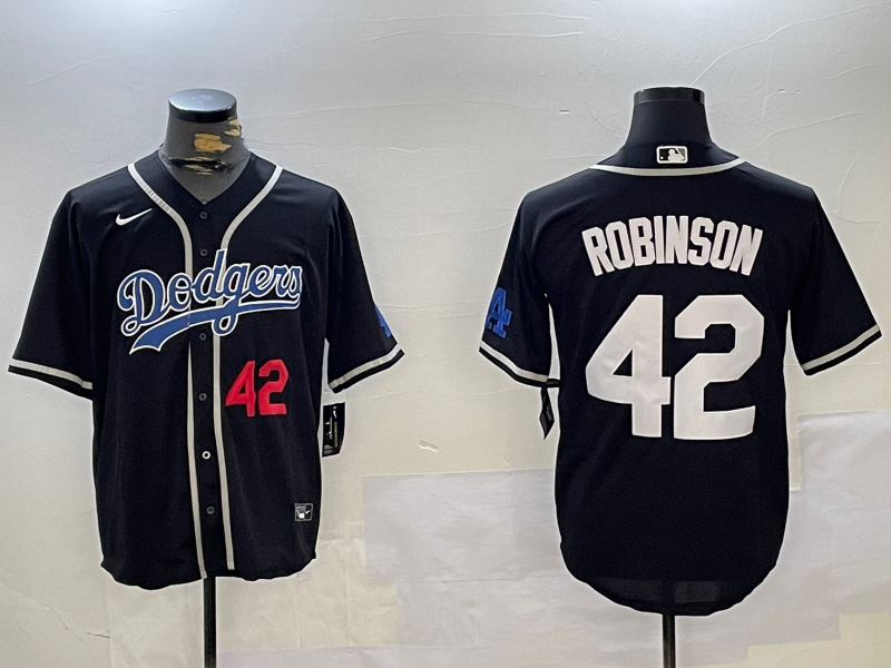 Men's Los Angeles Dodgers Jackie Robinson #42 Black Game Jersey