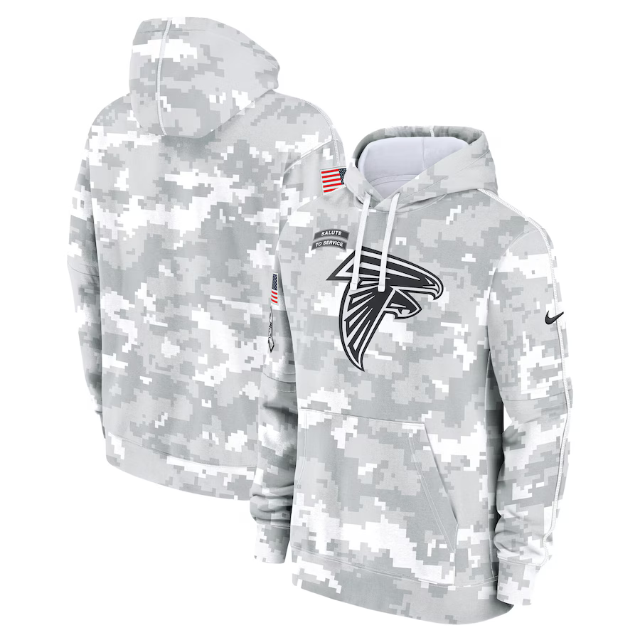 Men's Atlanta Falcons Arctic Camo 2024 Salute to Service Club Fleece Pullover Hoodie