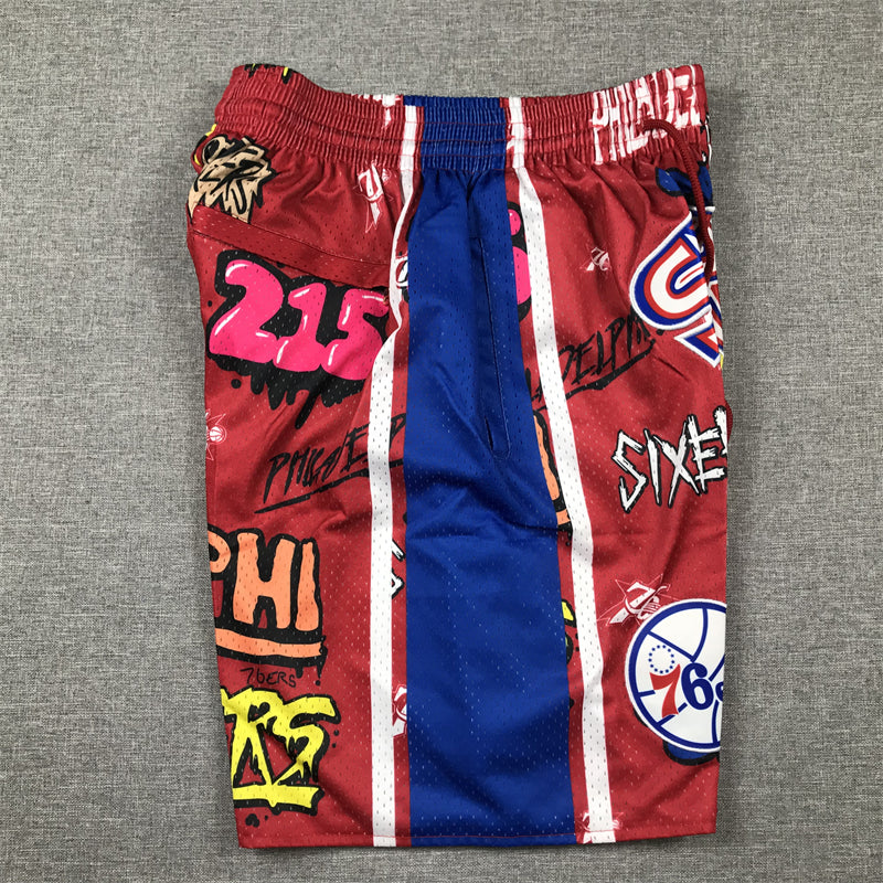 Men's Philadelphia 76ers Red Graffiti Edition Pocket Shorts