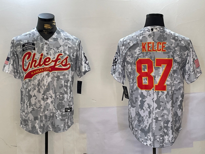 Men's Kansas City Chiefs Travis Kelce #87 Arctic Camo Salute to Service Limited Jersey