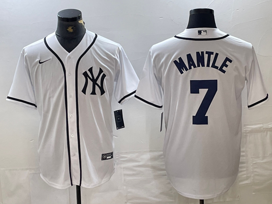 Men's New York Yankees Mickey Mantle #7 White Limited Game Jersey