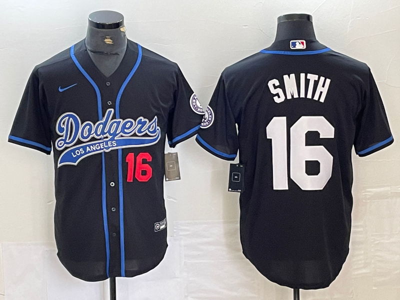 Men's Los Angeles Dodgers Will Smith #16 Black Player Jersey Joint Edition