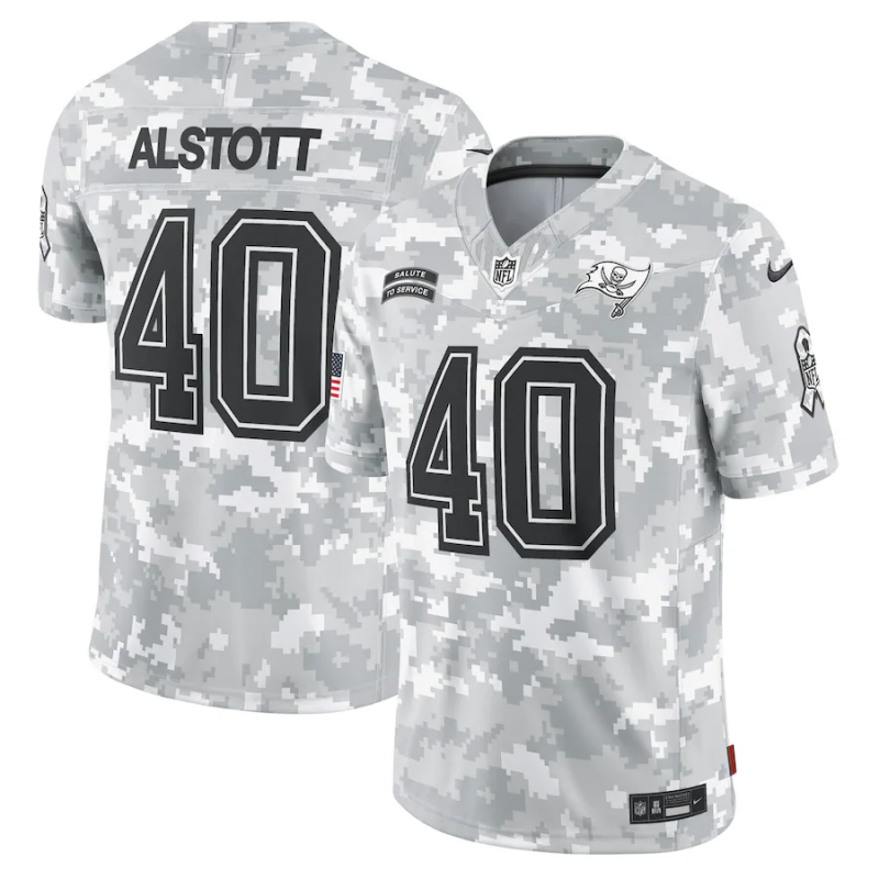 Men's Tampa Bay Buccaneers Mike Alstott #40 Arctic Camo 2024 Salute to Service Retired Player Limited Jersey