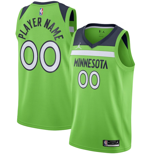 Men's Minnesota Timberwolves Green Swingman Custom Jersey - Statement Edition