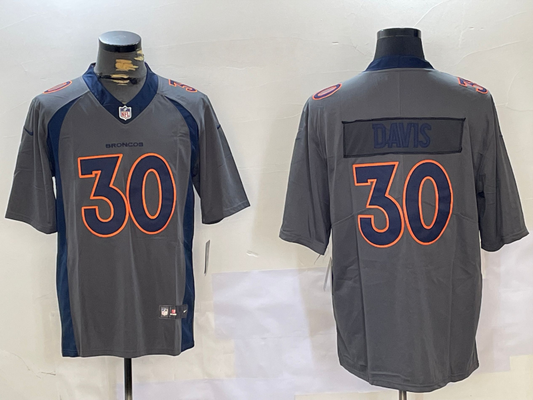 Men's Denver Broncos Terrell Davis #30 Gray Game Jersey