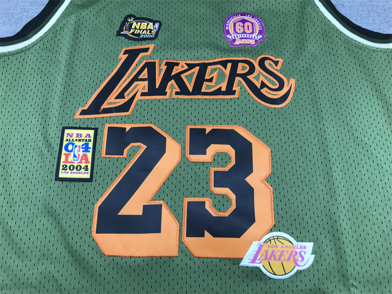 Men's Los Angeles Lakers LeBron James #23 Army Green 2018-19 Hardwood Classics Swingman Jersey