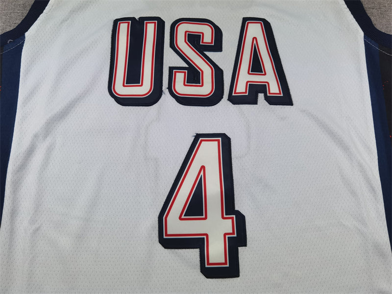 Men's 2024 USA Dream Team Stephen Curry #4 White Authentic Player Jersey