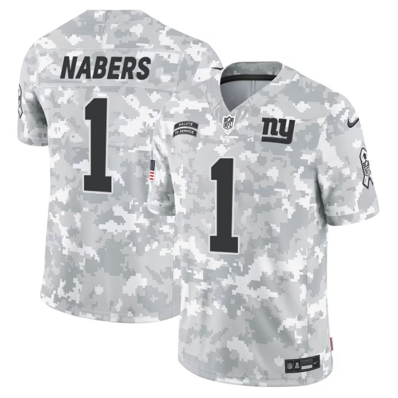 Men's New York Giants Malik Nabers #1 Arctic Camo 2024 Salute to Service Limited Jersey